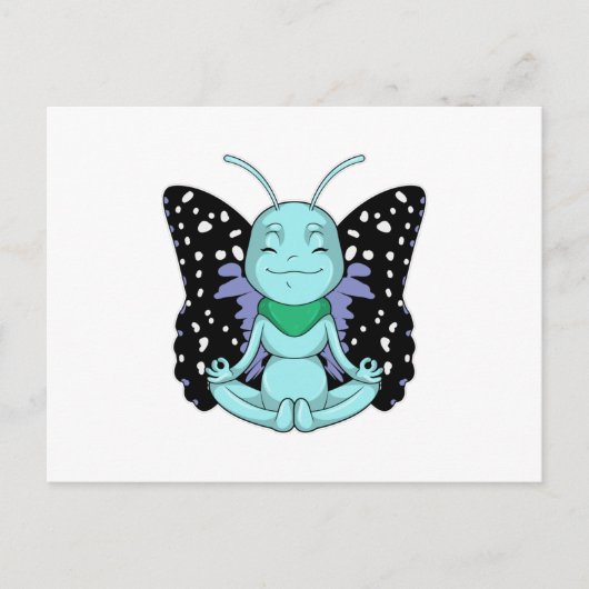 ヨガで足を伸ばす蝶 ポストカード (正面)