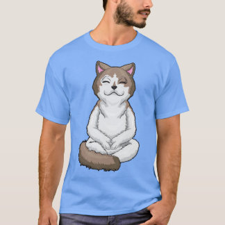 ヨガで足を組んだ猫 Tシャツ