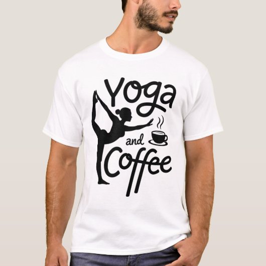 ヨガとコーヒーのマインドフルな朝のルーティン Tシャツ (正面)