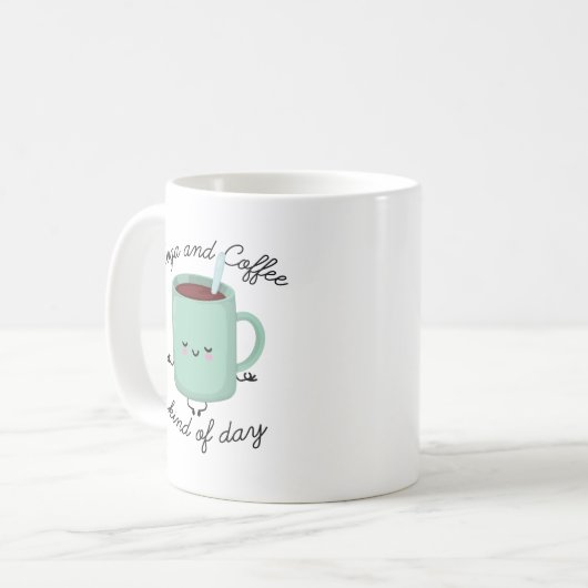 ヨガとコーヒーの一日の種類 コーヒーマグカップ (正面左)