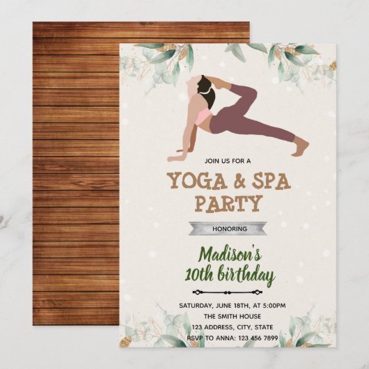 ヨガとスパの招待 招待状 (正面/裏面)