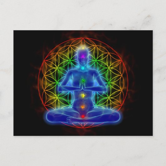 ヨガと瞑想 – 人生の花 ポストカード (正面)