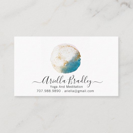 ヨガと瞑想 | 水彩及びグリッター 名刺 (正面)