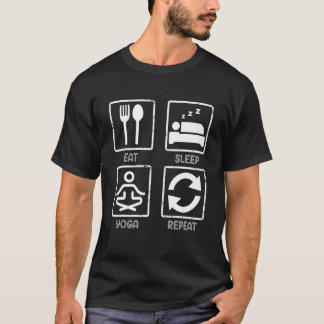 ヨガに生きる リピート ヨガ瞑想 Tシャツ