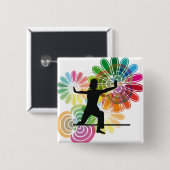 ヨガのイラストレーション 缶バッジ (正面&裏面)