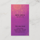 ヨガのインストラクターおよび霊気のマスターの名刺 名刺 (裏面)