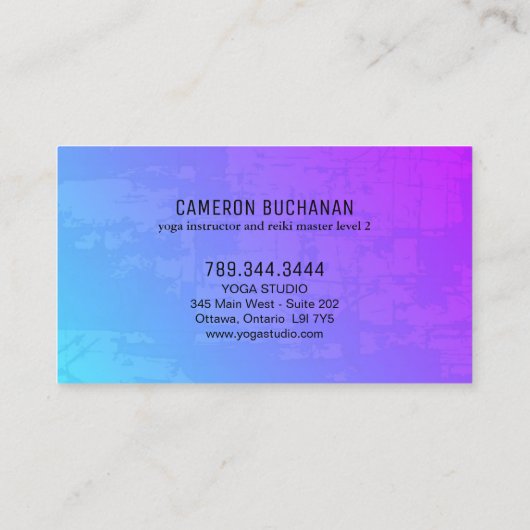 ヨガのインストラクターおよび霊気のマスターの名刺 名刺 (裏面)