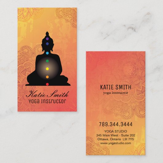 ヨガのインストラクターおよび霊気のマスターの名刺 名刺 (正面/裏面)