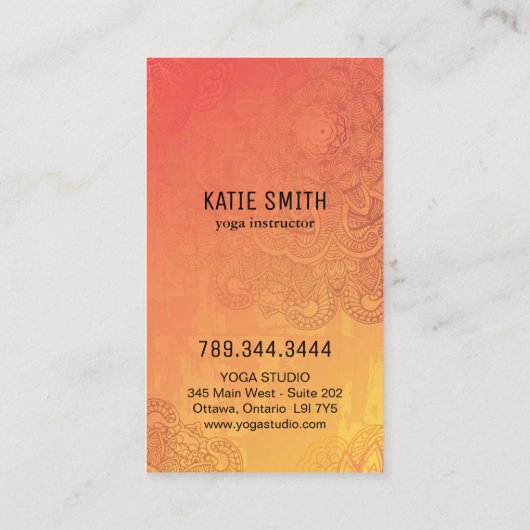 ヨガのインストラクターおよび霊気のマスターの名刺 名刺 (裏面)