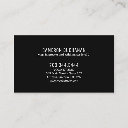 ヨガのインストラクターおよび霊気のマスターの名刺 名刺 (裏面)