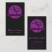 ヨガのインストラクターのための伸張の位置のシルエット 名刺 (正面/裏面)