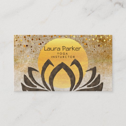 ヨガのインストラクターのはすの花の水彩画のホリスティック 名刺 (正面)