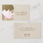 ヨガのインストラクターのはす金ゴールドの打撃のエレガントな麻布 名刺 (正面/裏面)