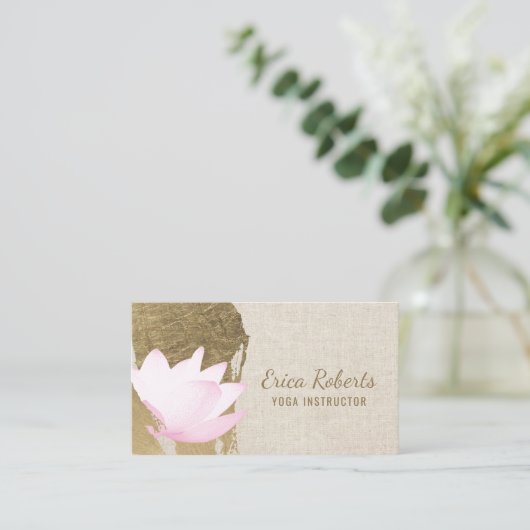 ヨガのインストラクターのはす金ゴールドの打撃のエレガントな麻布 名刺 (スタンド正面)