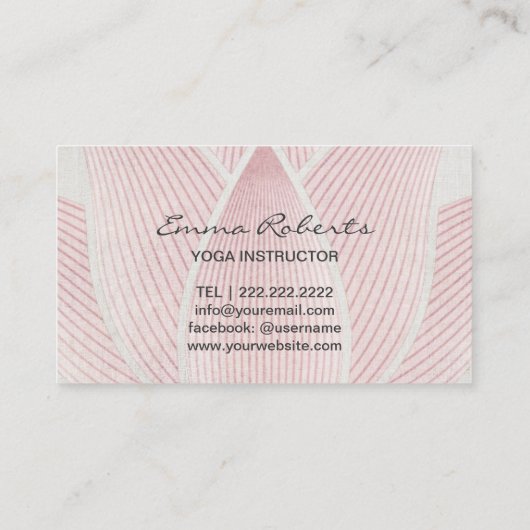 ヨガのインストラクターのエレガントなはす花柄 名刺 (裏面)