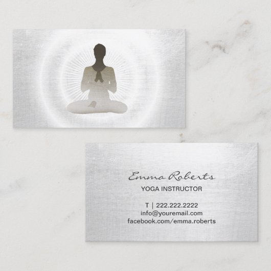 ヨガのインストラクターのエレガントな銀製の黙想 名刺 (正面/裏面)