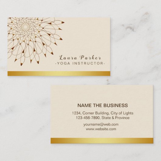 ヨガのインストラクターのクラシックな曼荼羅のはす花柄 名刺 (正面/裏面)