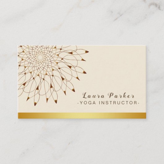 ヨガのインストラクターのクラシックな曼荼羅のはす花柄 名刺 (正面)