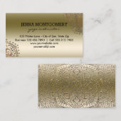 ヨガのインストラクターのシックな金ゴールド| Bohoの曼荼羅パターン 名刺 (正面/裏面)