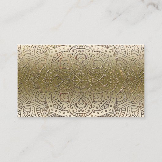 ヨガのインストラクターのシックな金ゴールド| Bohoの曼荼羅パターン 名刺 (裏面)