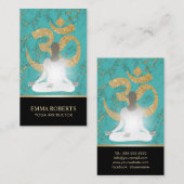 ヨガのインストラクターのナマステのターコイズ及び金ゴールド 名刺 (正面/裏面)