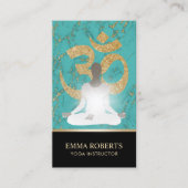 ヨガのインストラクターのナマステのターコイズ及び金ゴールド 名刺 (正面)