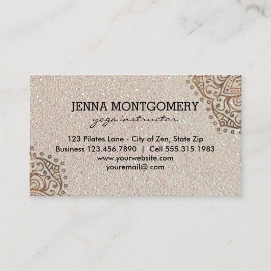 ヨガのインストラクターのフェイクなグリッター| Bohoの金ゴールドの曼荼羅 名刺 (正面)