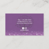 ヨガのインストラクターのモダンな紫色の生命木の黒 名刺 (裏面)