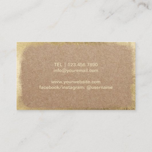 ヨガのインストラクターのモダンな金ゴールドの生命木素朴なクラフト 名刺 (裏面)