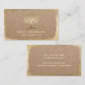 ヨガのインストラクターのモダンな金ゴールドの生命木素朴なクラフト 名刺 (正面/裏面)