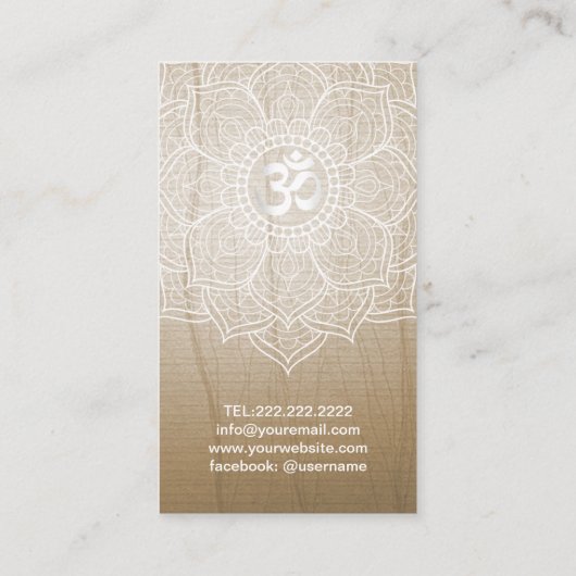ヨガのインストラクターのヴィンテージのはす曼荼羅のナマステ 名刺 (裏面)