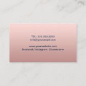 ヨガのインストラクターのヴィンテージの木のばら色の金ゴールドの濃紺 名刺 (裏面)