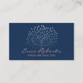 ヨガのインストラクターのヴィンテージの木のばら色の金ゴールドの濃紺 名刺 (正面)