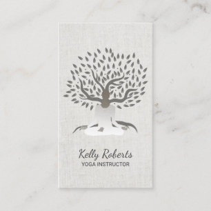 ヨガのインストラクターのヴィンテージの木の上品な麻布 名刺