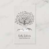 ヨガのインストラクターのヴィンテージの木の上品な麻布 名刺 (正面)