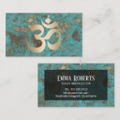 ヨガのインストラクターのヴィンテージの金ゴールドOmの記号のターコイズ 名刺 (正面/裏面)