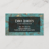 ヨガのインストラクターのヴィンテージの金ゴールドOmの記号のターコイズ 名刺 (裏面)