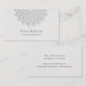 ヨガのインストラクターの上品な白蓮教の花柄 名刺 (正面/裏面)