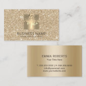 ヨガのインストラクターの木のロゴのフェイクでモダンな金ゴールドのグリッター 名刺 (正面/裏面)