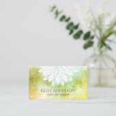 ヨガのインストラクターの水彩画のはす花柄の曼荼羅 名刺 (スタンド正面)