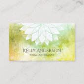 ヨガのインストラクターの水彩画のはす花柄の曼荼羅 名刺 (正面)