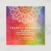 ヨガのインストラクターの水彩画の曼荼羅 スクエア名刺 (裏面)