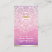 ヨガのインストラクターの水彩画の金ゴールドの三角形及び曼荼羅 名刺 (裏面)