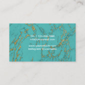 ヨガのインストラクターの生命コーチの金ゴールドの木のターコイズ 名刺 (裏面)