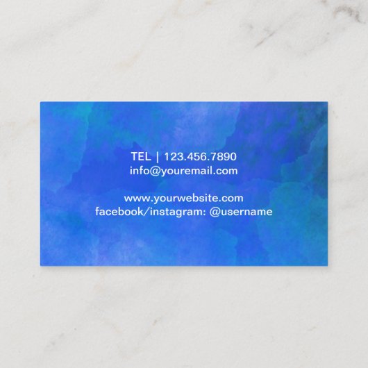 ヨガのインストラクターの生命木のエレガントで青い水彩画 名刺 (裏面)