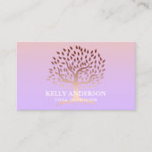 ヨガのインストラクターの生命木の上品な紫色及びピンク 名刺 (正面)