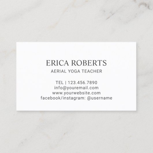 ヨガのインストラクターの空気のヨガの先生のエレガントな緑 名刺 (裏面)