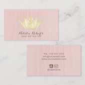 ヨガのインストラクターの金ゴールドのはすの花の赤面のピンクのスパ 名刺 (正面/裏面)