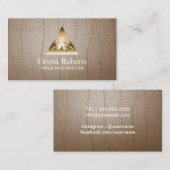 ヨガのインストラクターの金ゴールドの三角形のはすロゴのヴィンテージ 名刺 (正面/裏面)