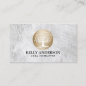 ヨガのインストラクターの金ゴールドの木のロゴPilates 名刺 (正面)